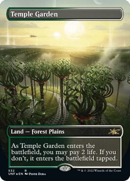 Temple Garden (Borderless) (Galaxy Foil) - Unfinity - Magic: The