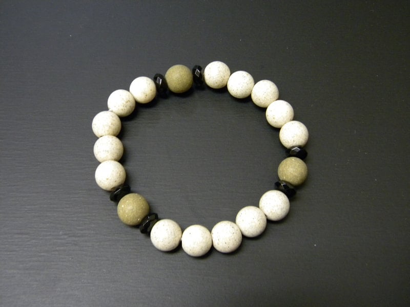 37番 10mm玉ブレスレット（玉川産北投石、台湾産北投石、オニキス） 北