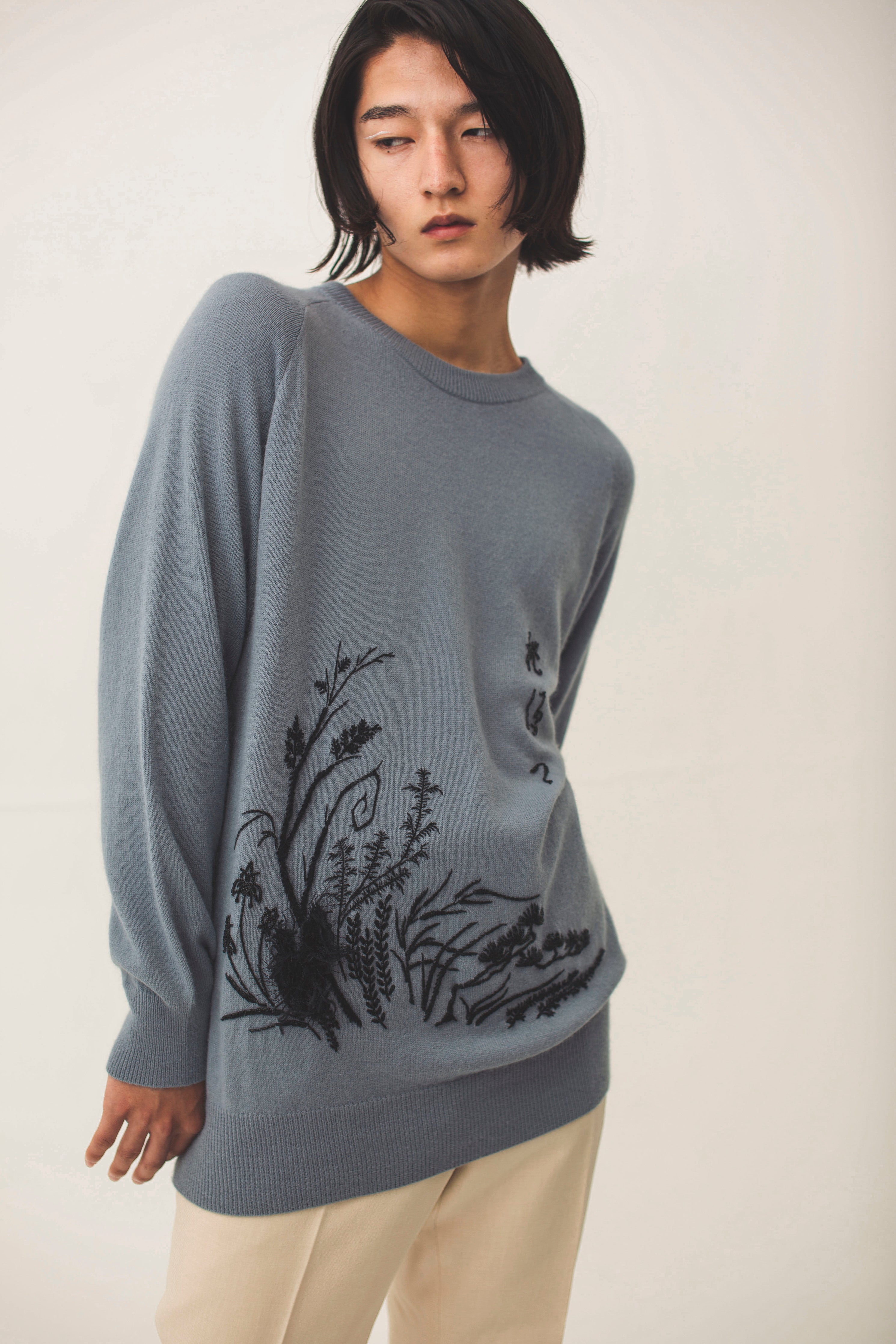 tanakadaisuke BONSAI Knit (Hand embroidery) SAX