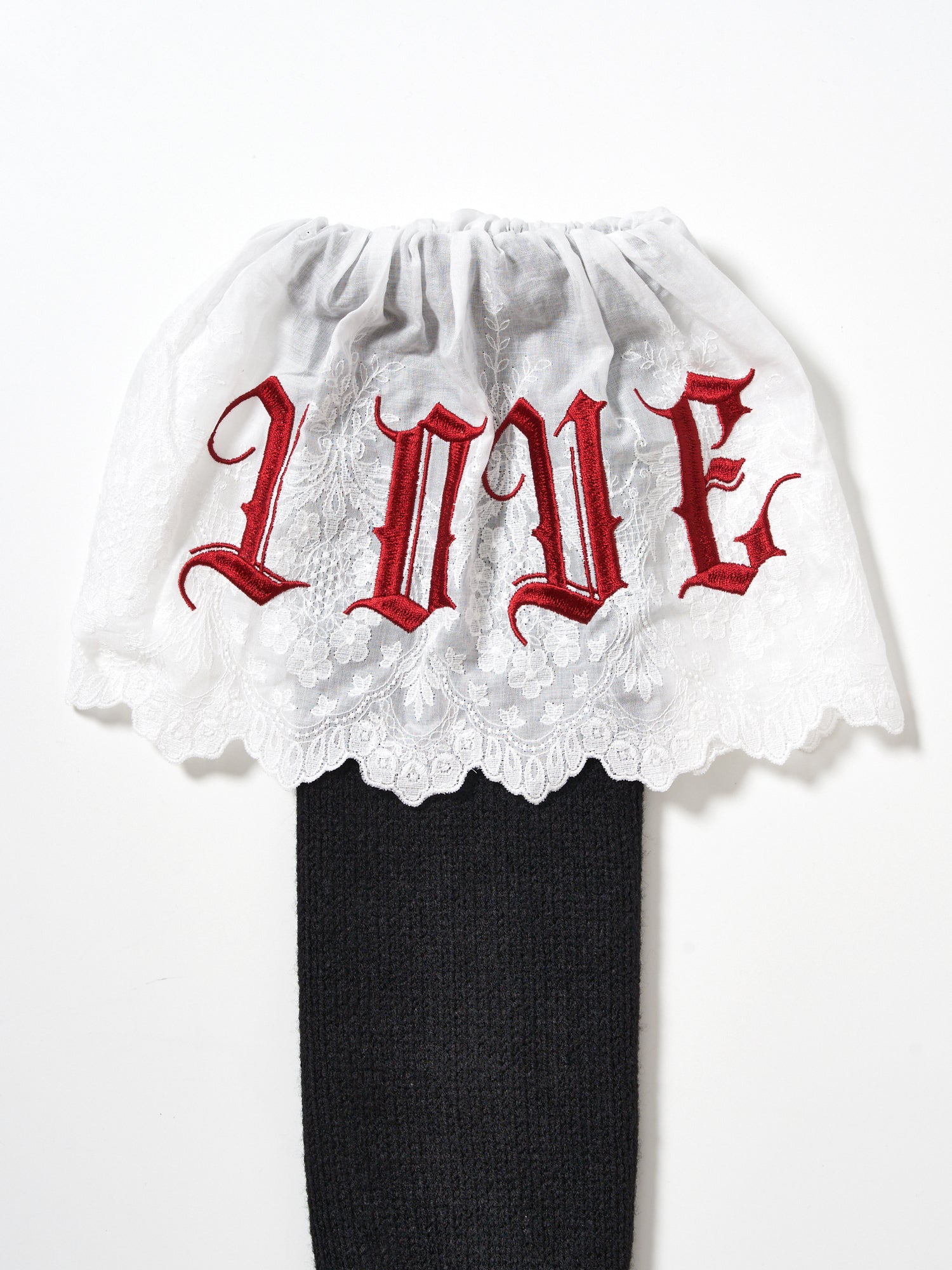 tanakadaisuke red LOVE arm warmer black