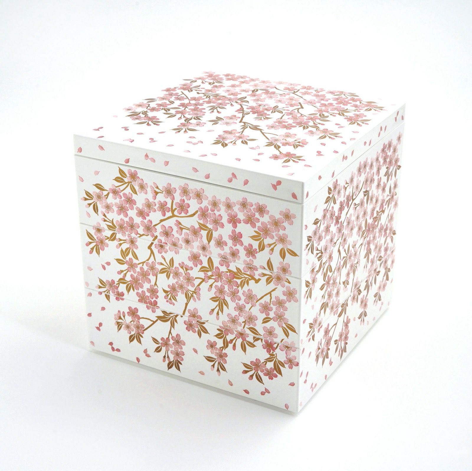 さくら漆器 【山中塗】さくら5.0 三段重（白/ピンク）〈1個〉 |皿や鉢