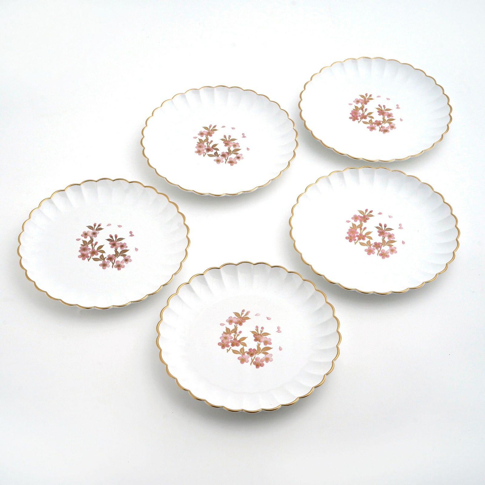 さくら漆器 【山中塗】さくら3.5 フラワー小皿揃（白/ピンク）〈5枚