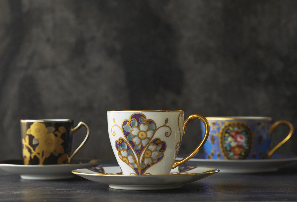 オマージュ コレクション コーヒーカップ&ソーサー(雲母金彩花文