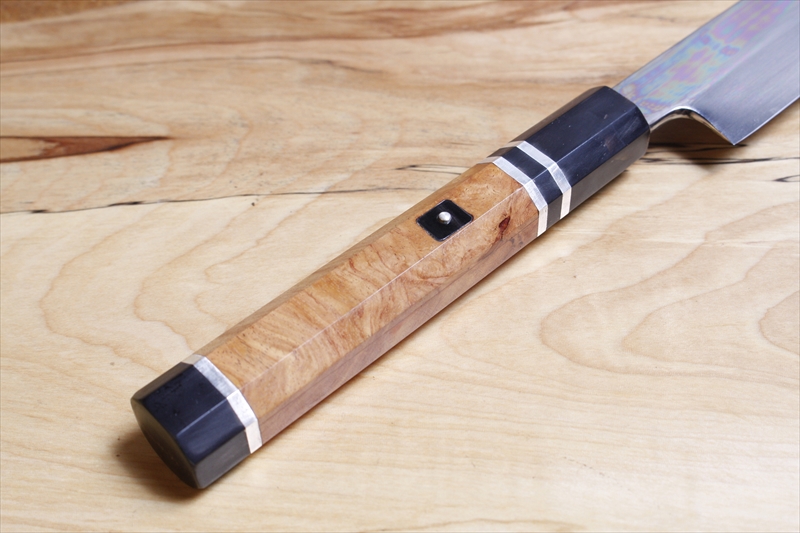 ⑦切付尺寸 花梨瘤 銀巻 鏡面 本焼 水本焼 鏡面 白