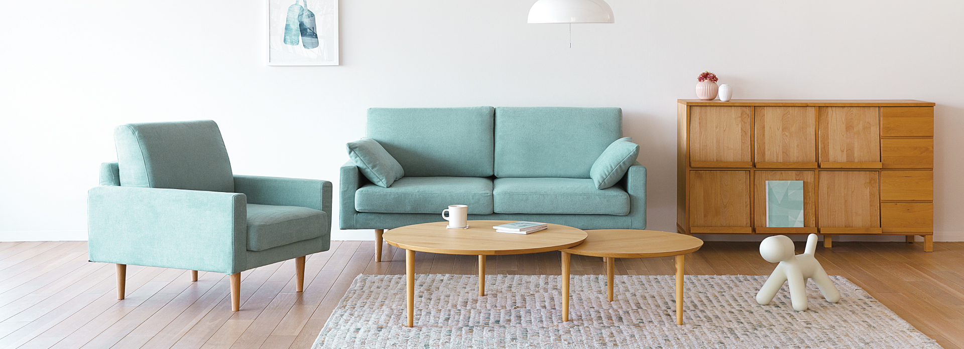 レオソファ 2.5人掛け LIGHT BLUE(W165×D85×H82cm)税込￥118,000