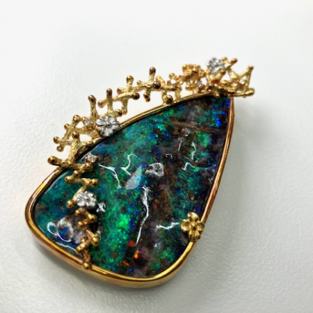 pt900超大オパール帯留ブローチ