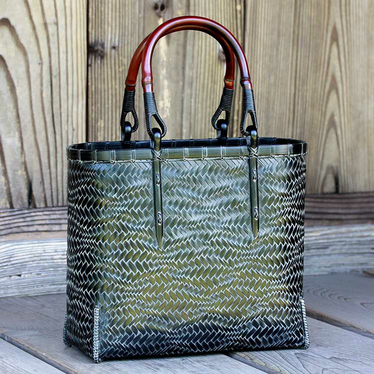 受注生産 お届けまで約2ヶ月】 黒編み波網代竹籠バッグ | 虎斑竹専門店