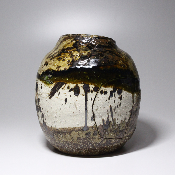 鯉江良二『オリベ耳つき壷』 共箱-瀧屋美術 鎌倉の美術品専門店 販売買取