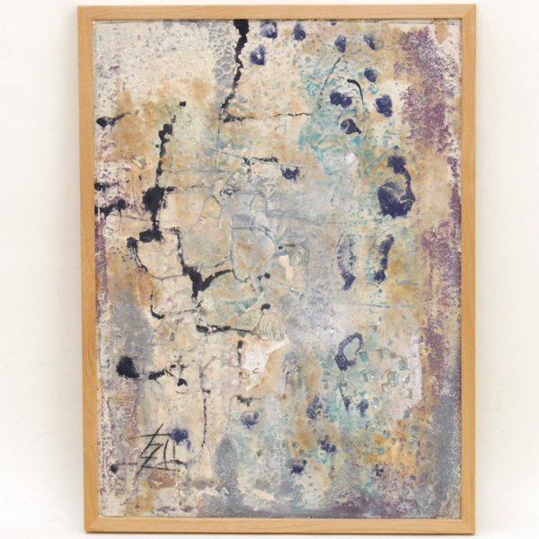須田剋太 『抽象』 額装 サイン有 - 瀧屋美術 -鎌倉の美術品専門店