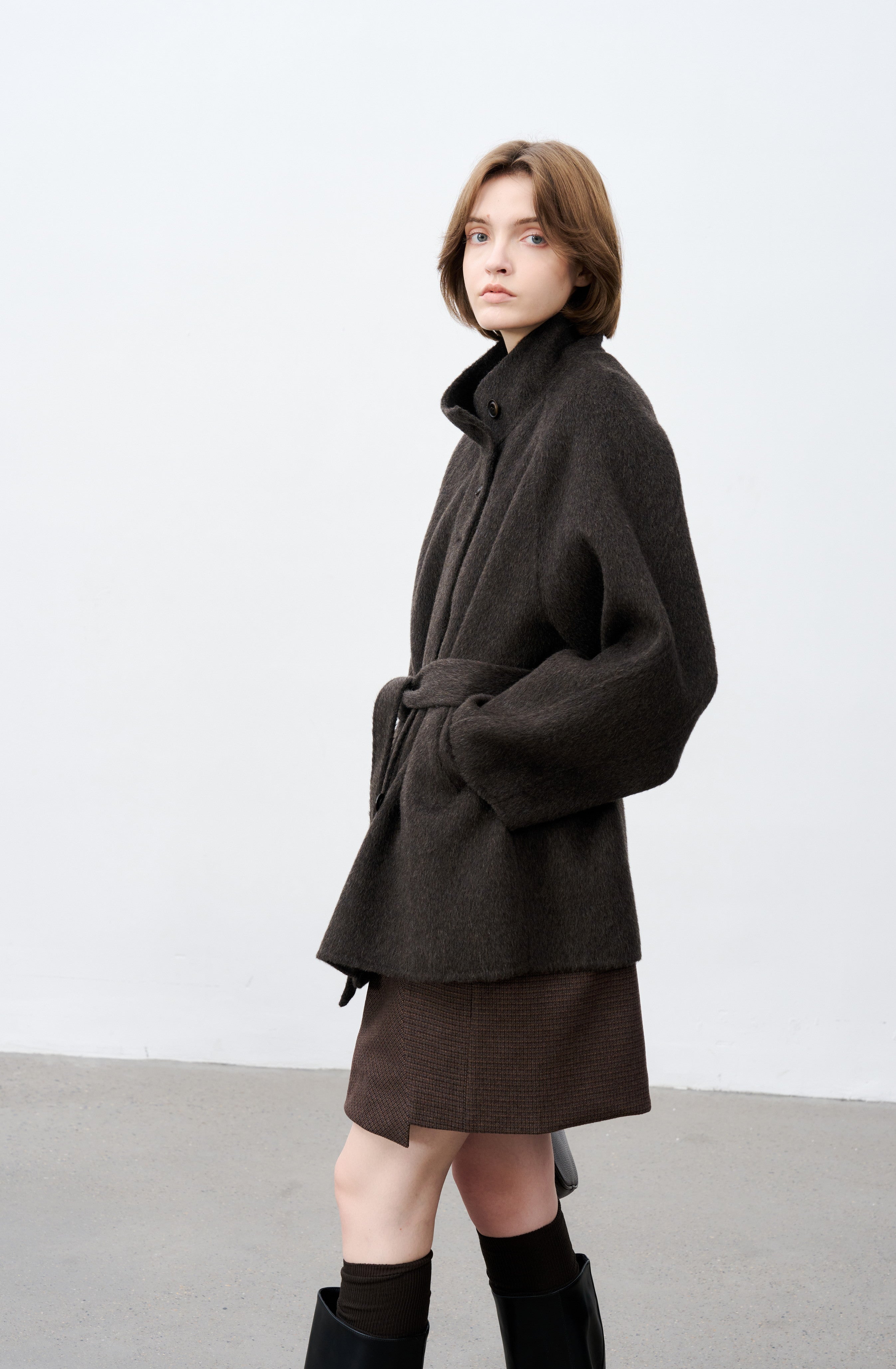 FEATHER WOOL MIDI COAT / フェザーウールミドルコート