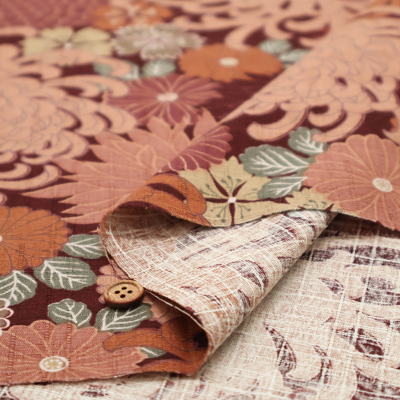 コットンサザンクロスプリント生地 型染花尽し文様生地の通販|ノムラ