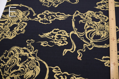 コットンドビー金ラメプリント生地 和柄 風神雷神生地の通販|ノムラ