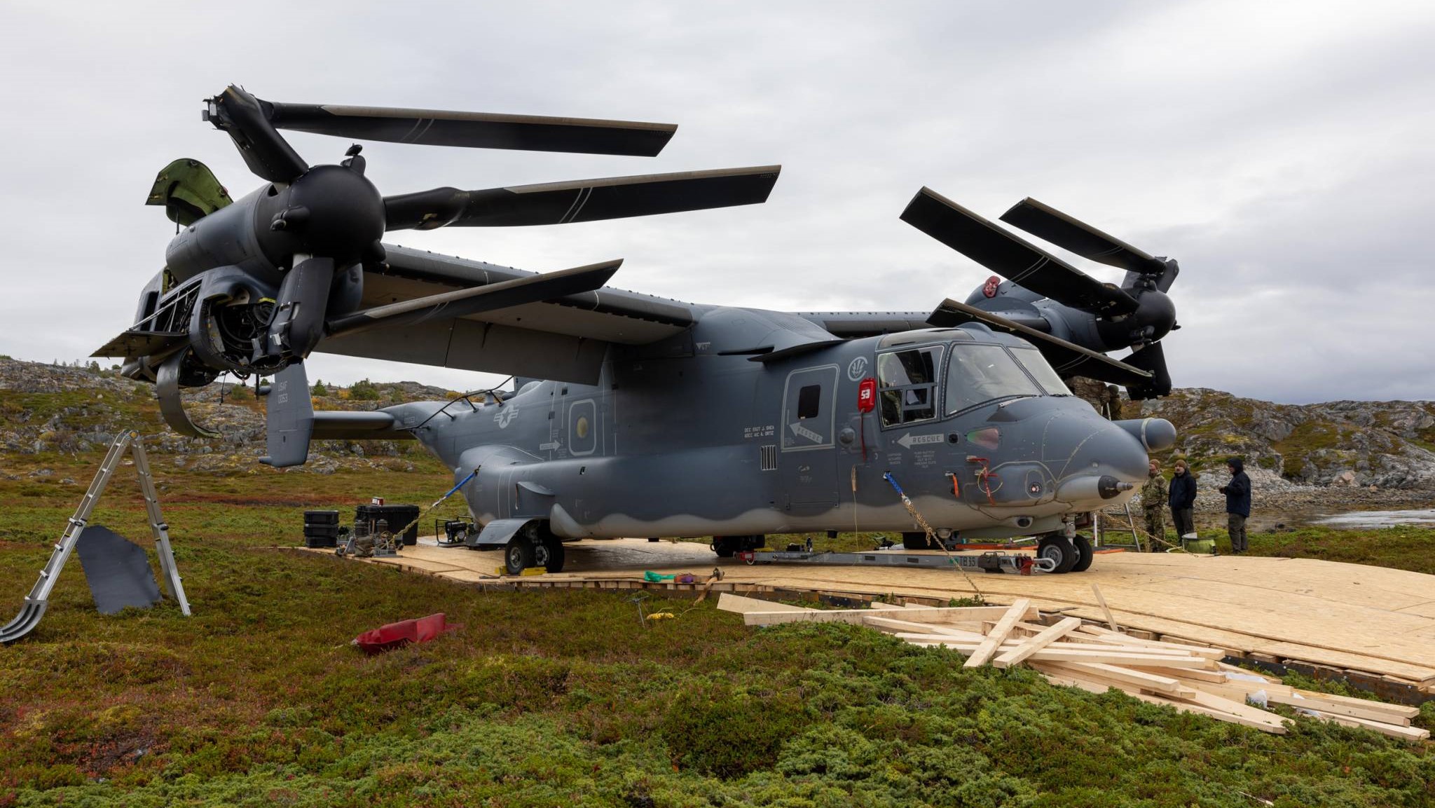 Air Force V-22 Osprey rescued from Norwegian island after 46 days