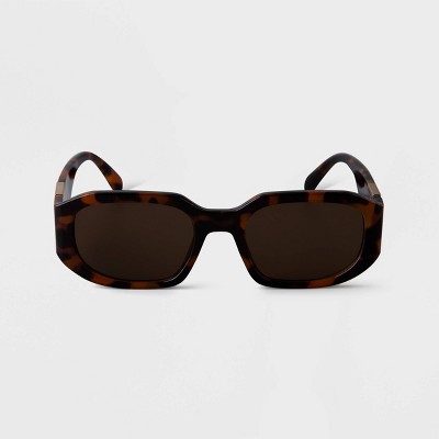 Women's Tortoise Shell Print Angular Rectangle Sunglasses - A New