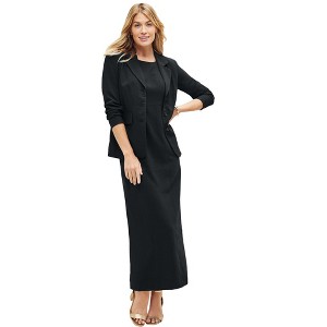 Jessica London 2-Piece Stretch Crepe Single-Breasted Maxi Jacket