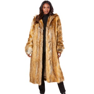 Roaman's Plus Size Hooded Faux Fur Coat - 2X, Fox : Target