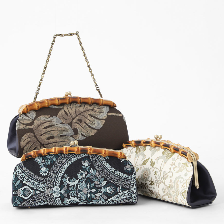 博多織 竹バッグ 日本製 和装バッグ 帯地 正絹 献上柄 レディース