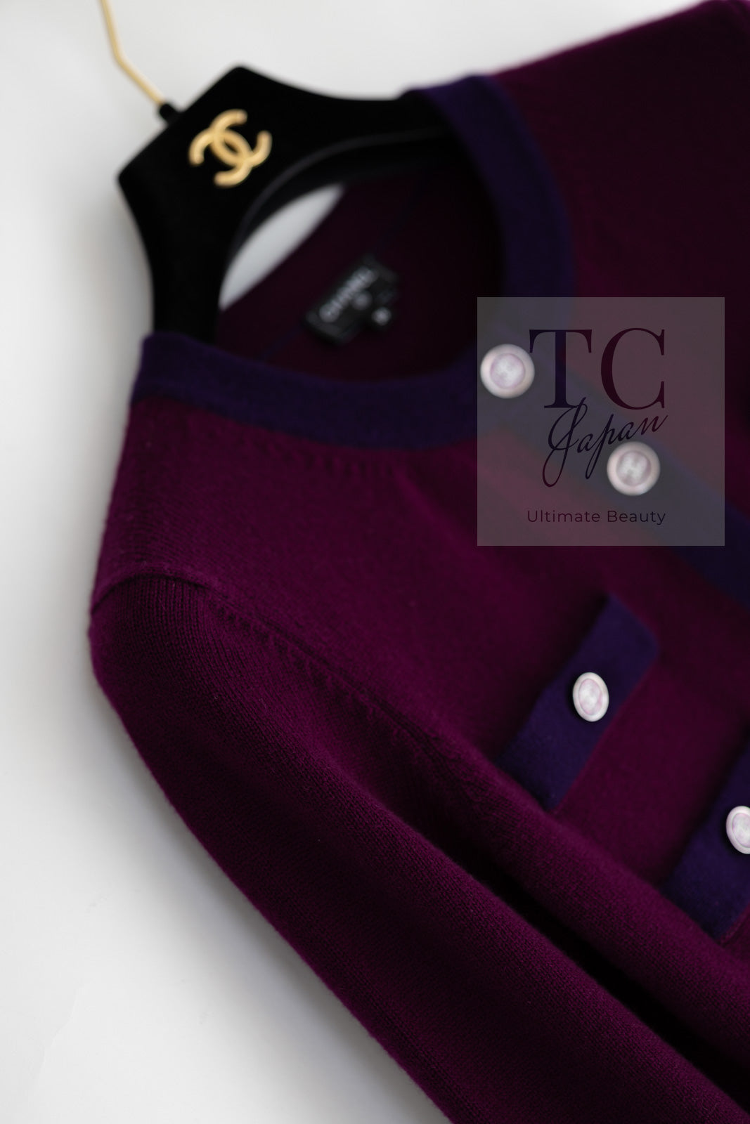 シャネル カーディガン CHANEL プラム パープル ココ ボタン