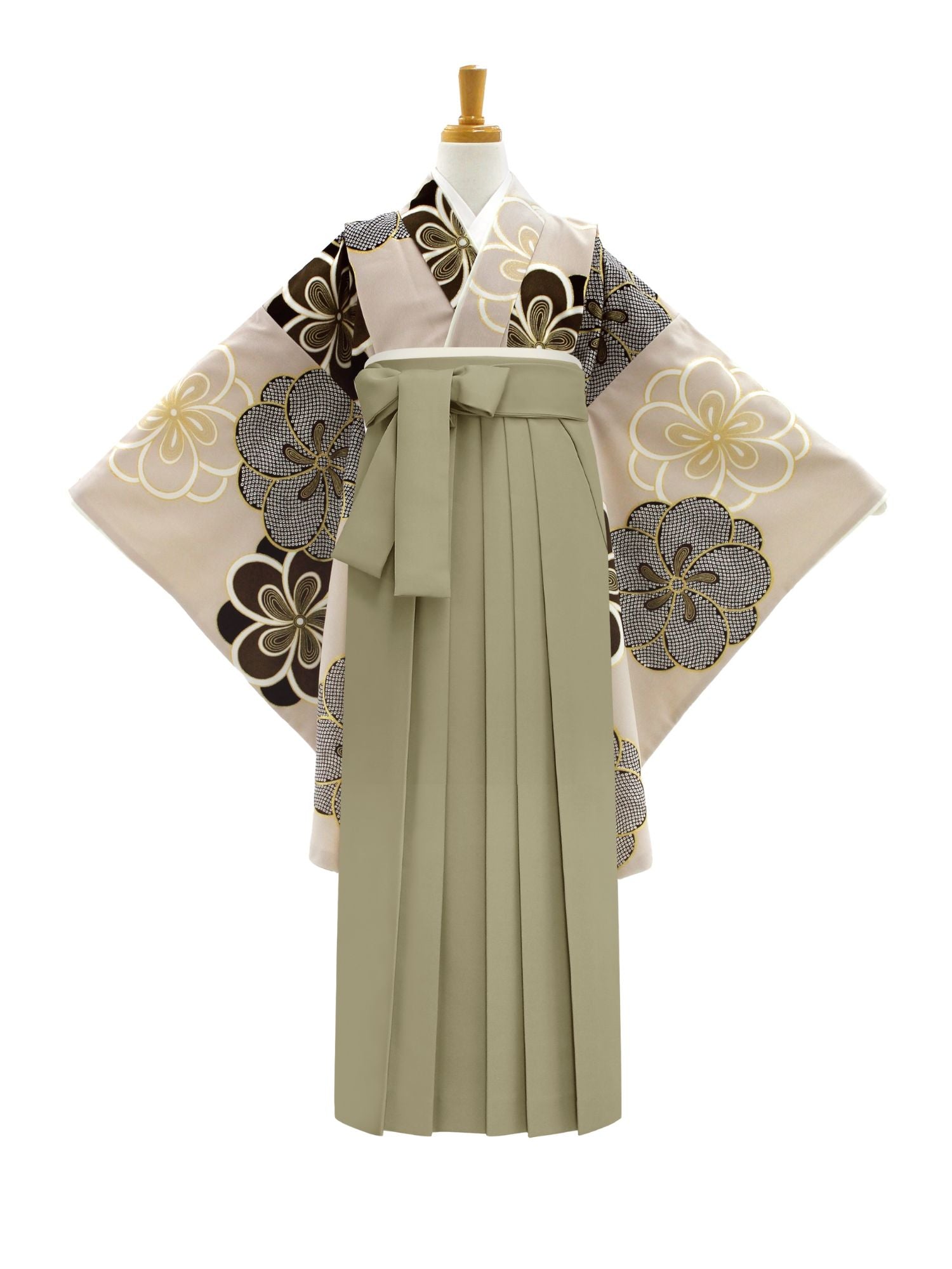ねじり梅柄 / ベージュ | 卒業式小学生袴レンタル | tententen(てん
