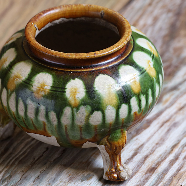 中国 緑釉竹雀 筆入 易叟居 送料込み0225 中国 緑釉竹雀 筆入 易叟居