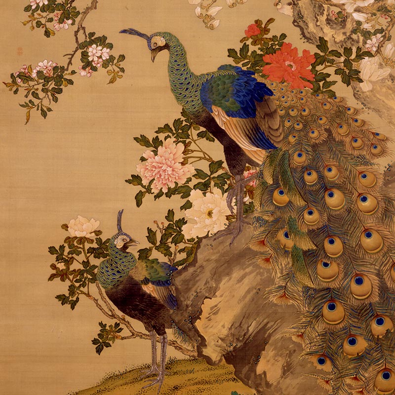 真作】古川素水/金纓梅小禽図/花鳥図/小鳥図/掛軸/名家伝来/AC-75 真作