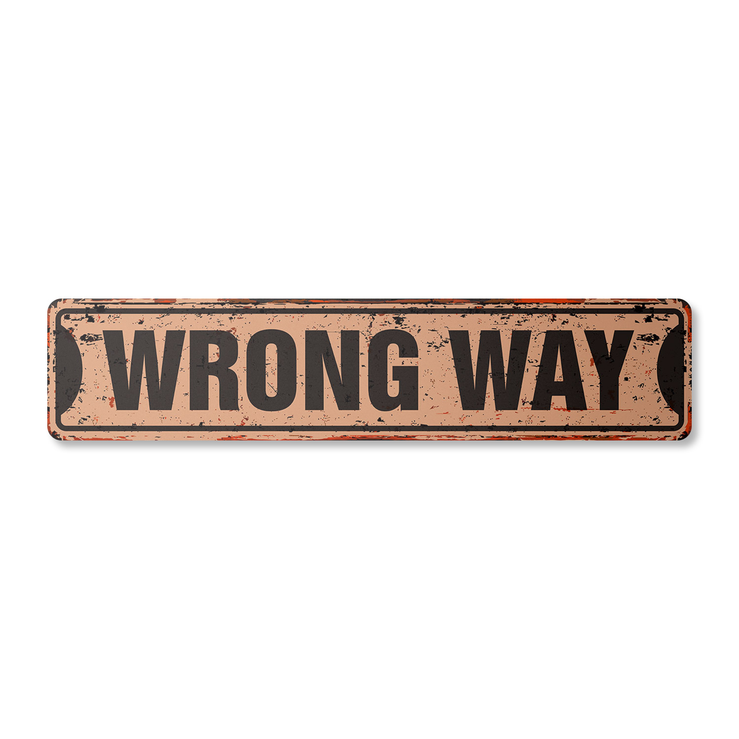 WRONG WAY Vintage Street Sign road right walls funny| Indoor