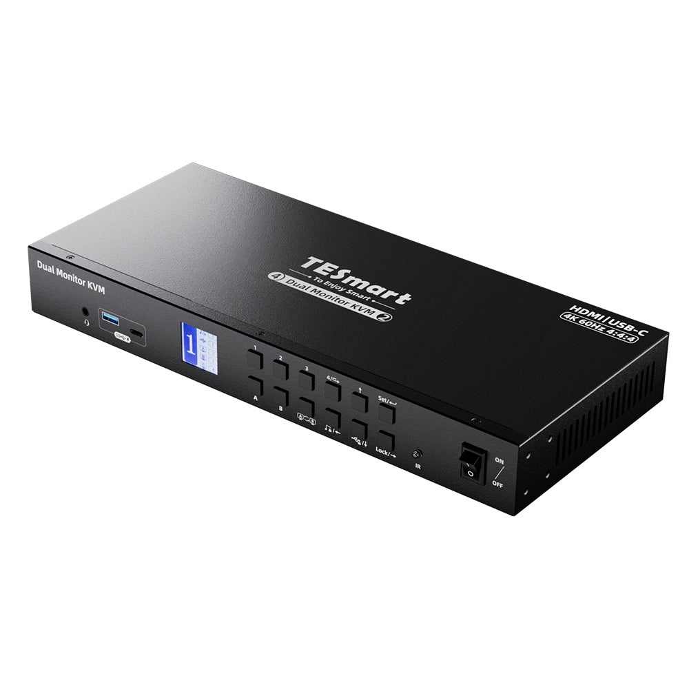 デュアル モニター USB-C KVM ドック - 2 台のラップトップおよび 2 台