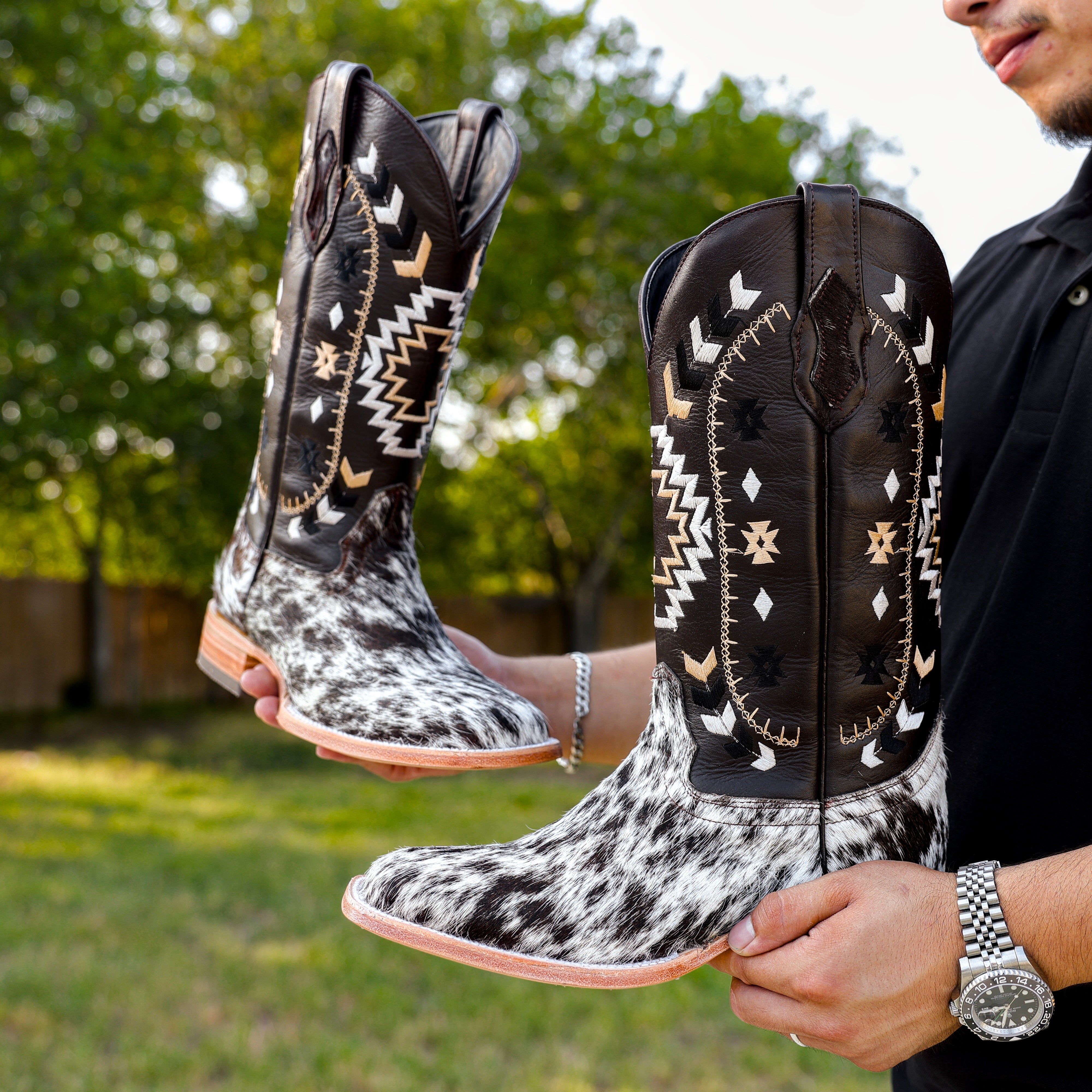 Brown Cowhide Leather Boots - Square Toe – Texas Boot Ranch