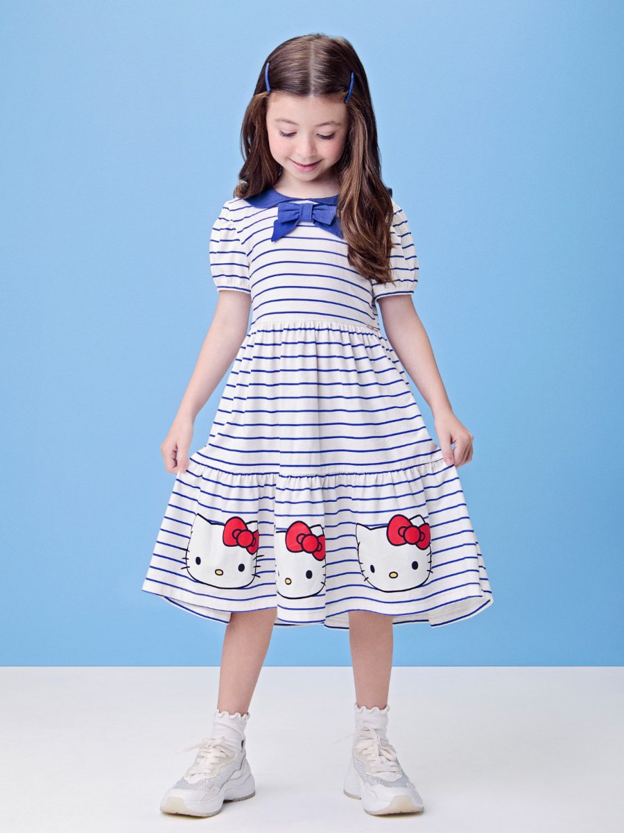 Conjunto Off Listrado da Hello Kitty