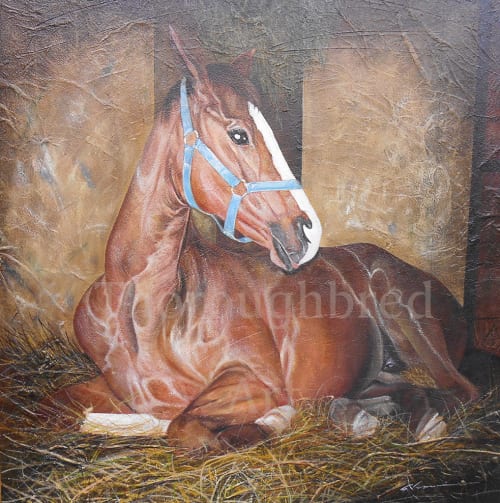 上鈴木正一 「座る馬」 | サラブレッドアート