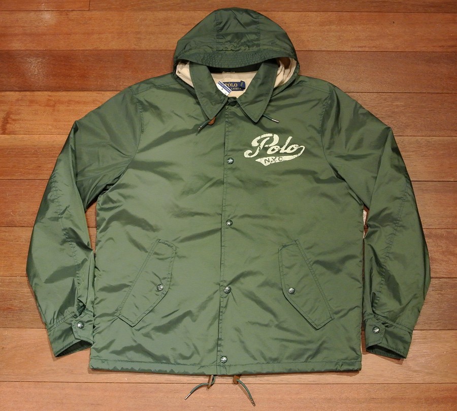 ポロラルフローレン コーチジャケット 脱着可能フードつき 【Green / L