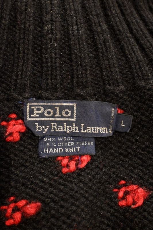 90s VTG/USED ポロラルフローレン ハンドニット タートルネック