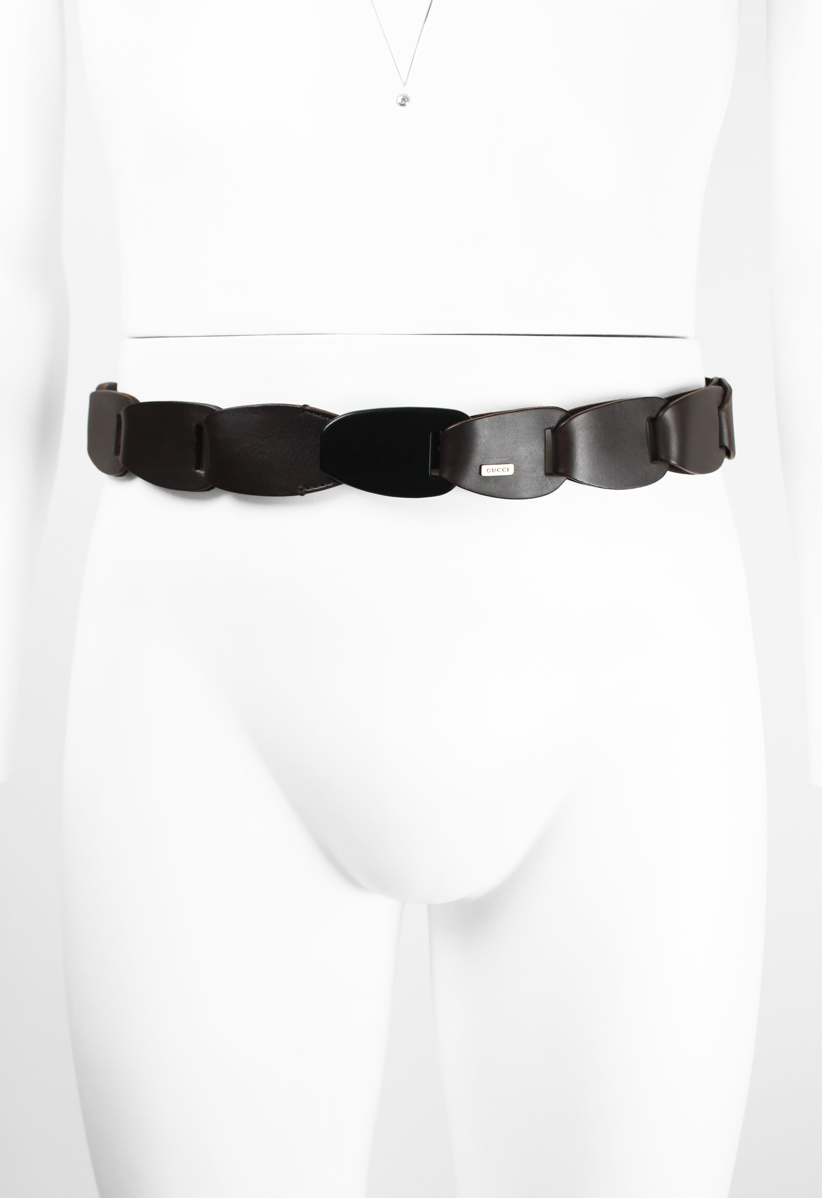 GUCCI TOM FORD SS 1997 BROWN LEATHER CHAIN BELT – THE 543
