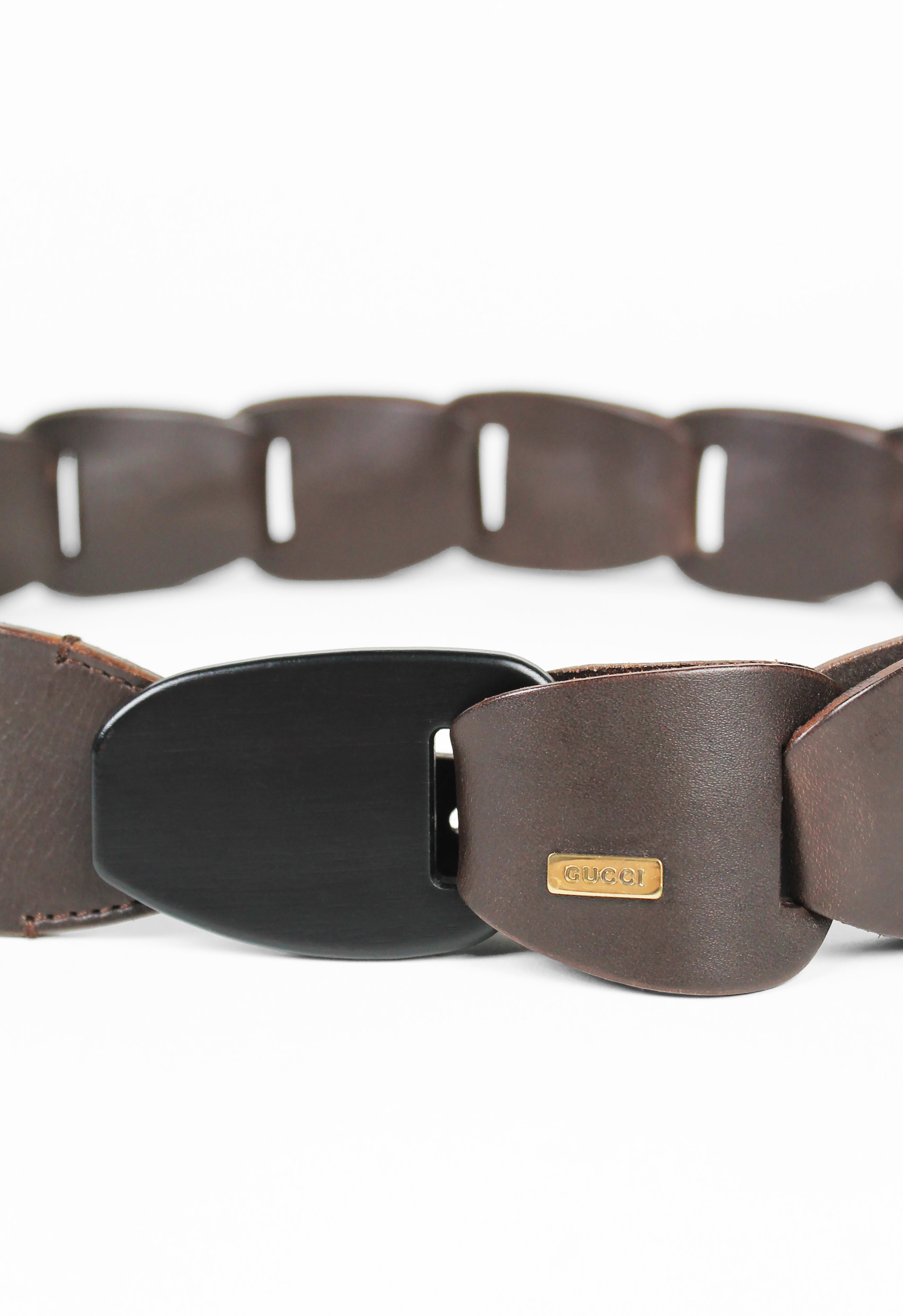 GUCCI TOM FORD SS 1997 BROWN LEATHER CHAIN BELT – THE 543