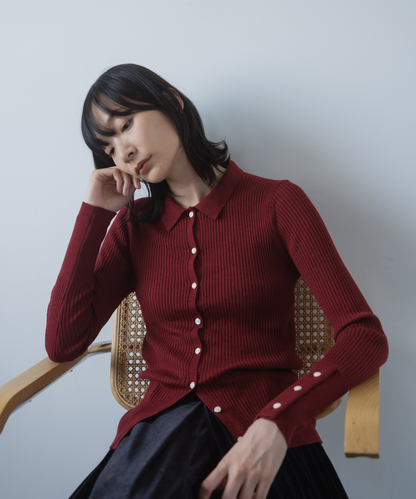 ≪通常販売≫knit polo cardigan（ニットポロカーディガン） – THE