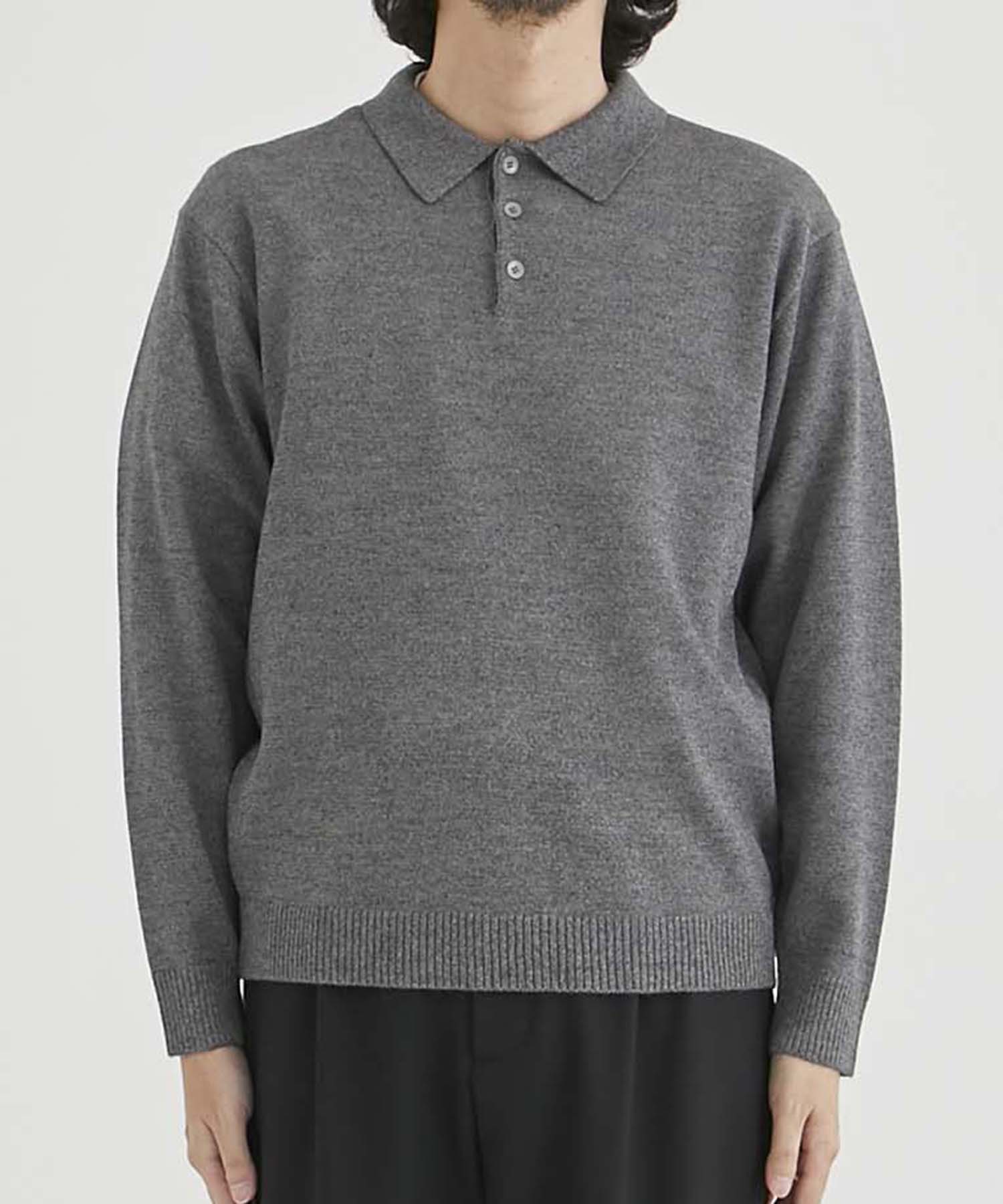 WOOL WASHI POLO SWEATER(2 DARK GREY): ATON: MENS｜THE TOKYO ONLINE