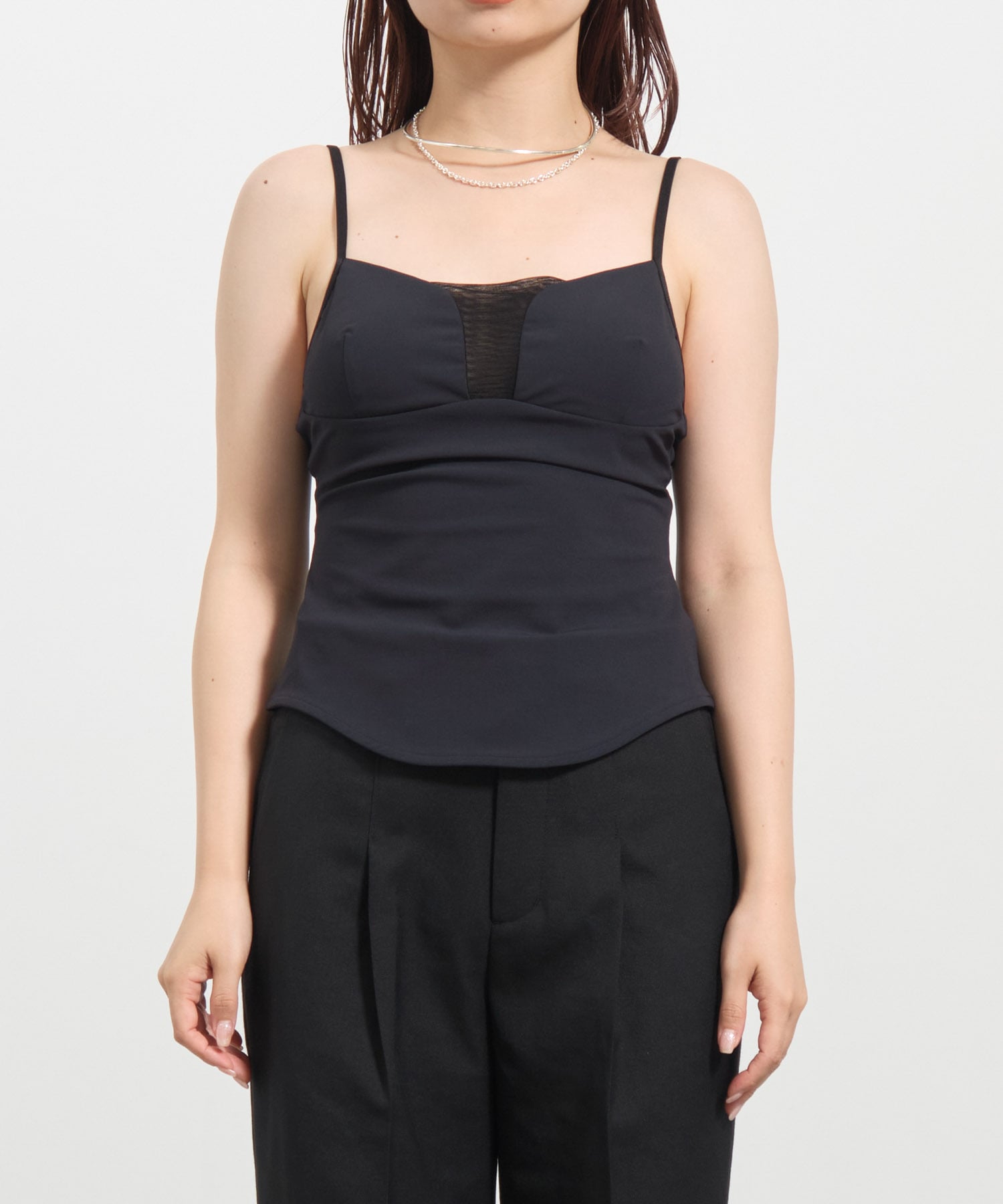 Tulle paneled cami(36 BLACK): FETICO: WOMENS｜THE TOKYO ONLINE STORE