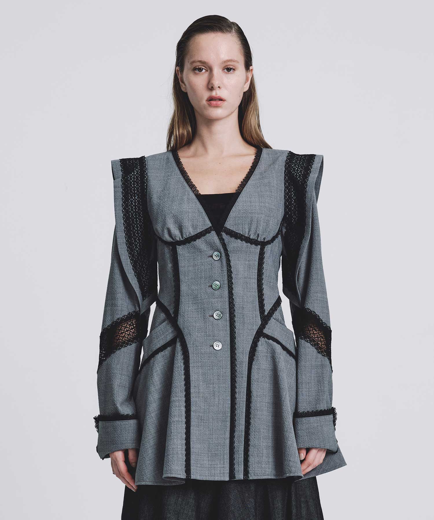 別注 LACE-PANELED JACKET(FREE BLACK): FETICO: WOMENS｜THE TOKYO