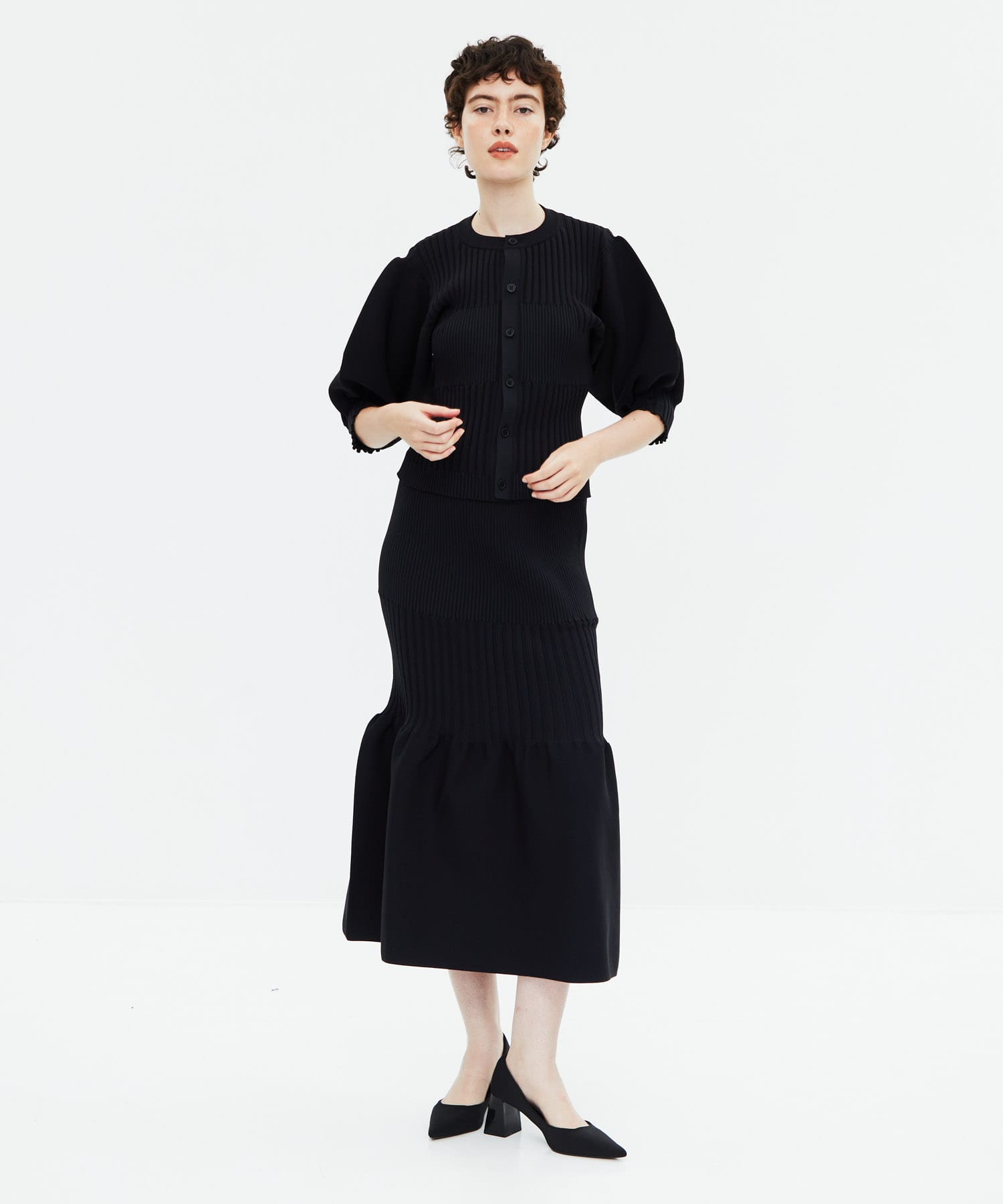 FLUTED SHORT PUFF SLEEVE CARDIGAN｜CFCL（シーエフシーエル）正規