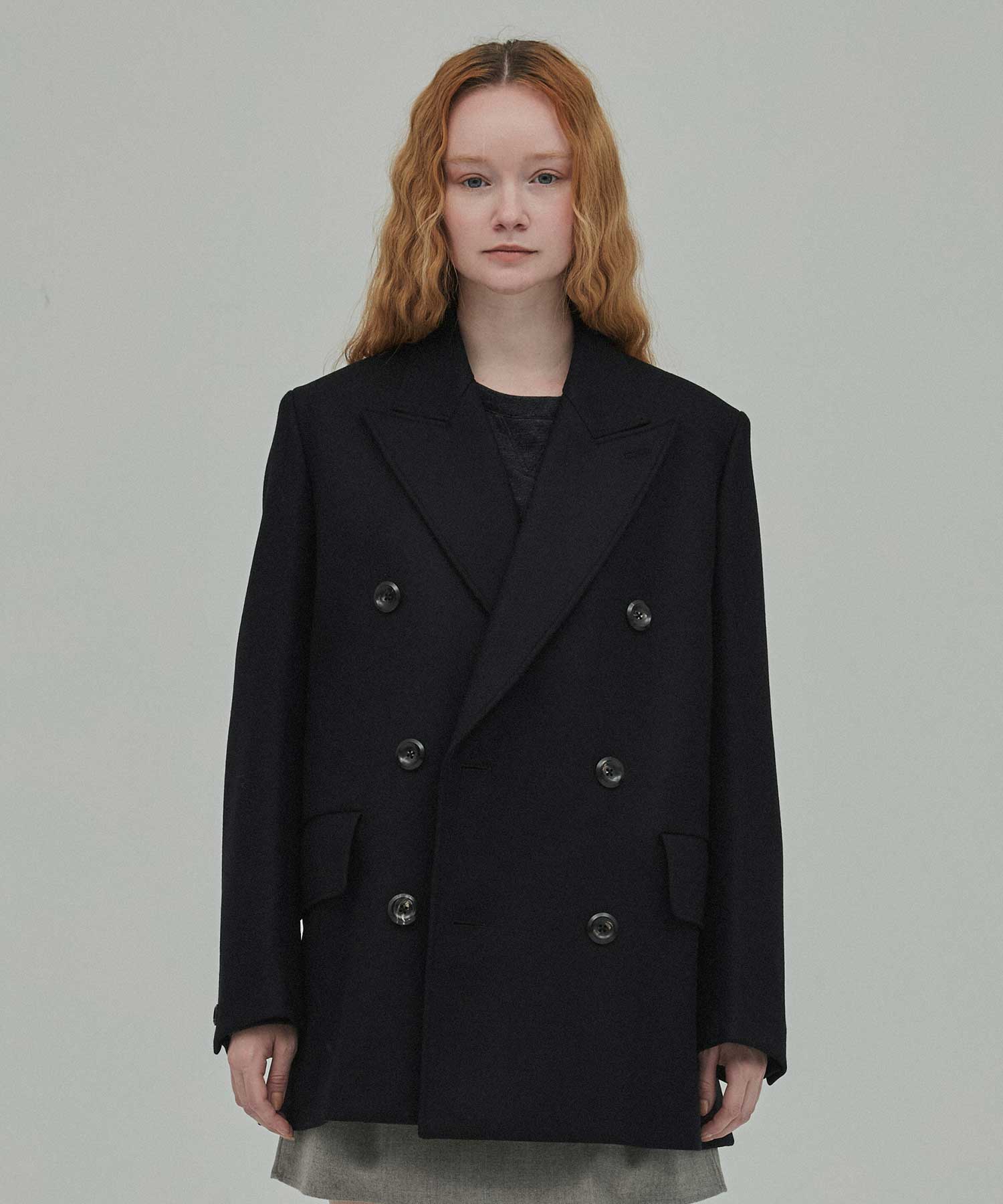 THE DOUBLE PEAKED JUST FIT JACKET(36 BLACK): THE RERACS: WOMENS