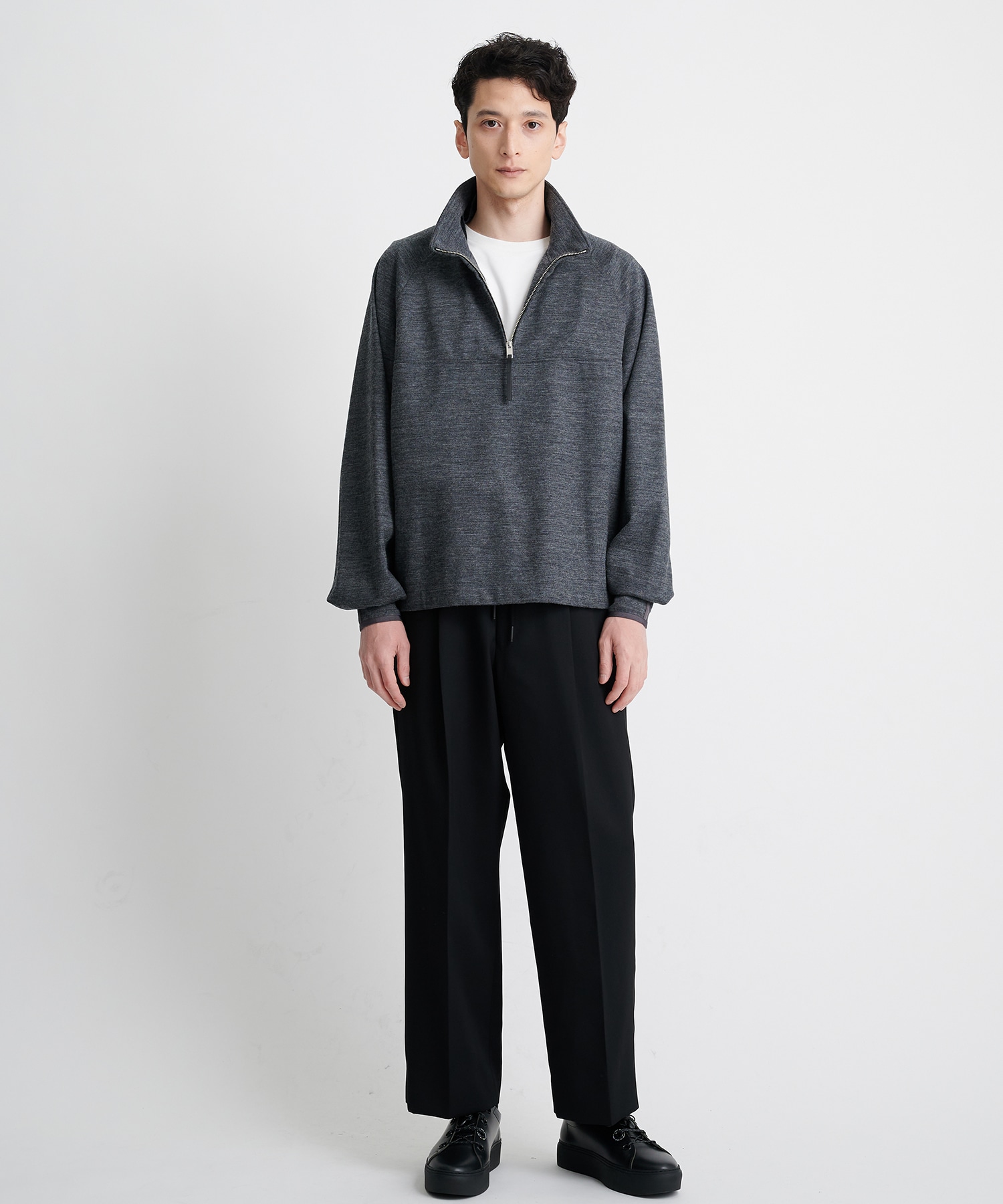 HALF ZIP STAND COLLAR PO(48 GREY): THE RERACS: MENS｜THE TOKYO