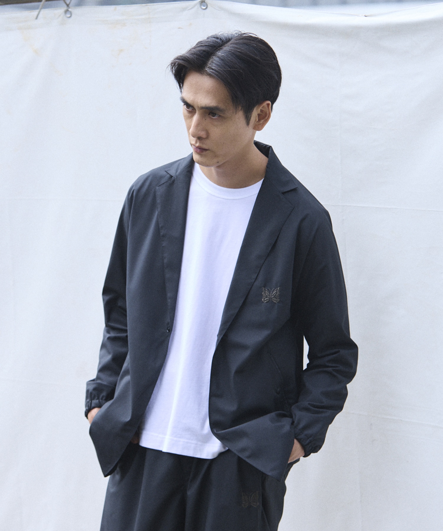 別注Miles Jacket - Poly Brushed Taffeta(S BLACK): NEEDLES: MENS