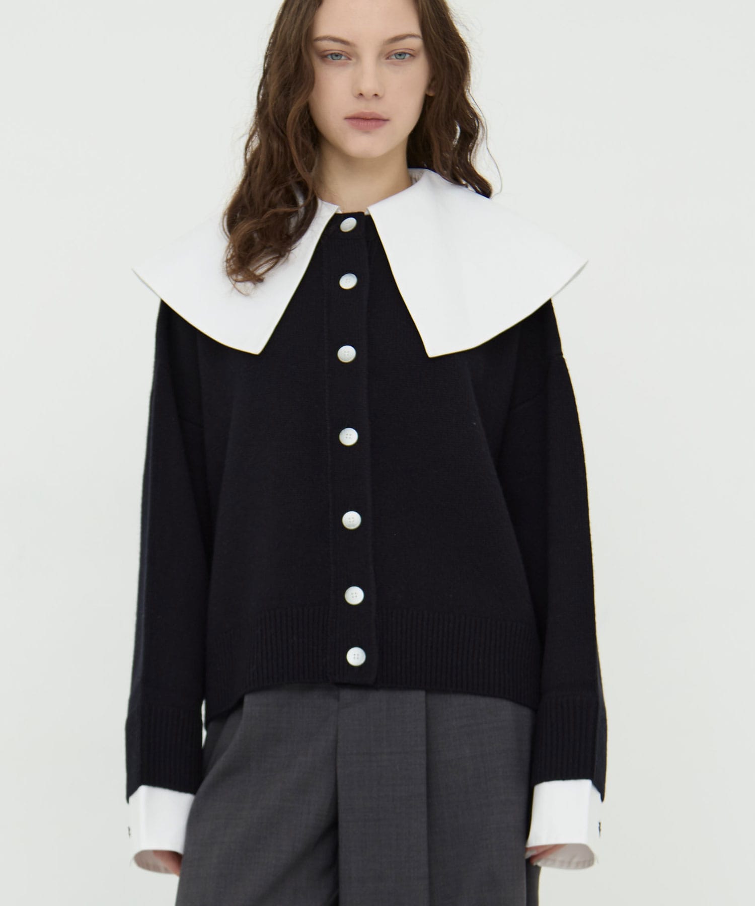 CLASSICAL COLLAR CARDIGAN(38 BLACK): ENFOLD: WOMENS｜THE TOKYO