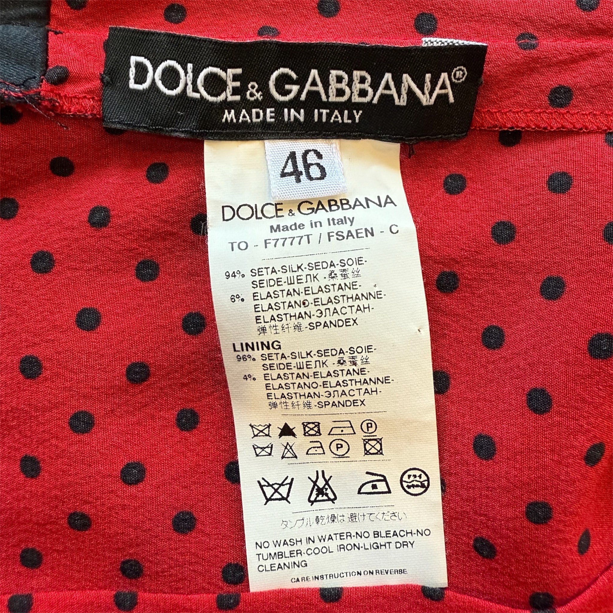 Dolce & Gabbana 2000's Red and Black Polka Dot Camisole Blouse