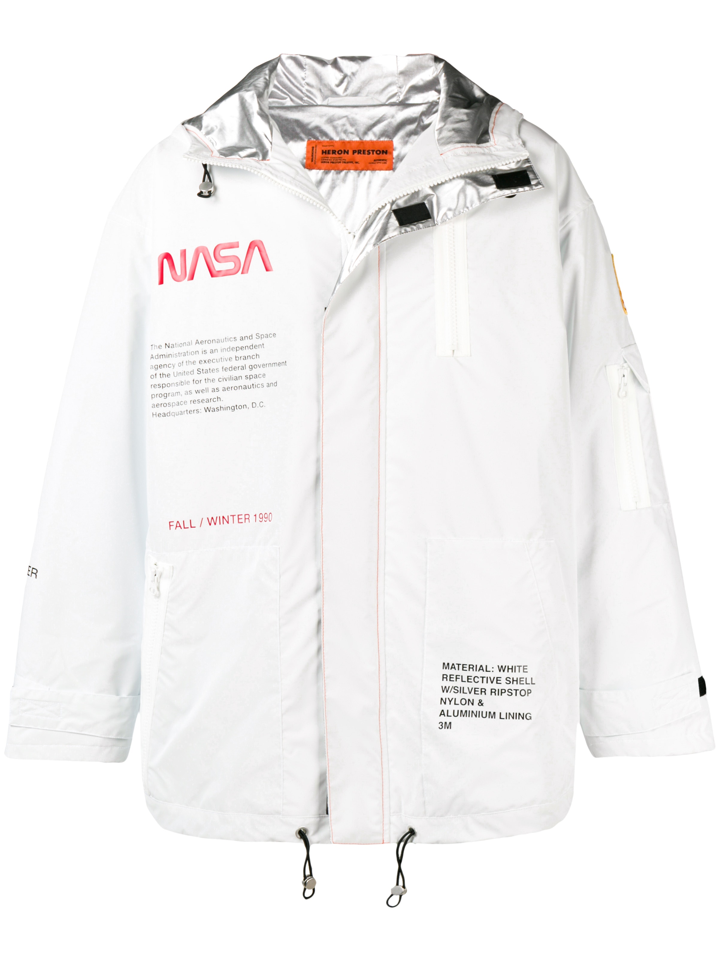 Heron Preston X Nasa Hooded Tech Parka White | The Webster