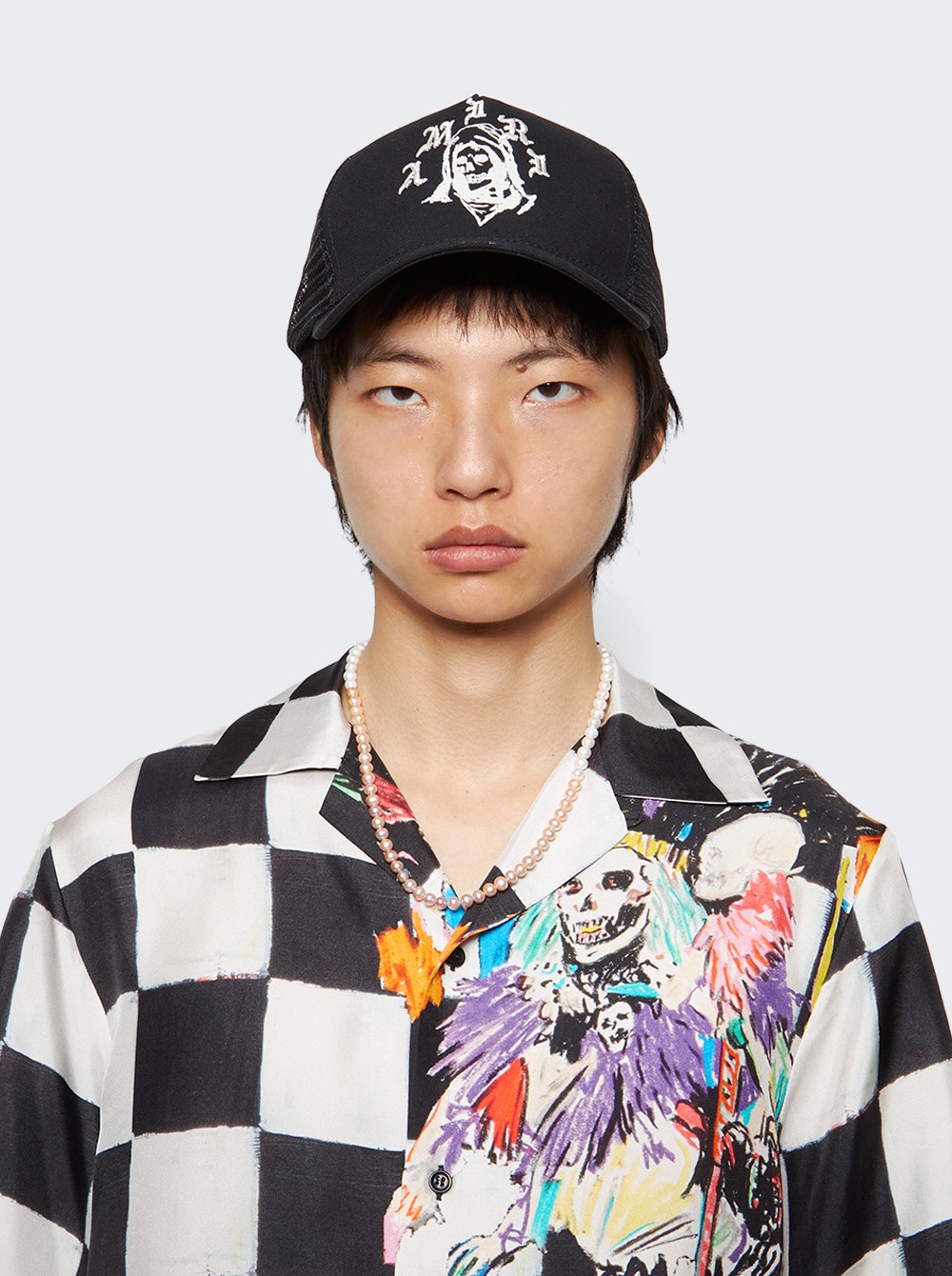 Reaper Trucker Hat Black And White | The Webster