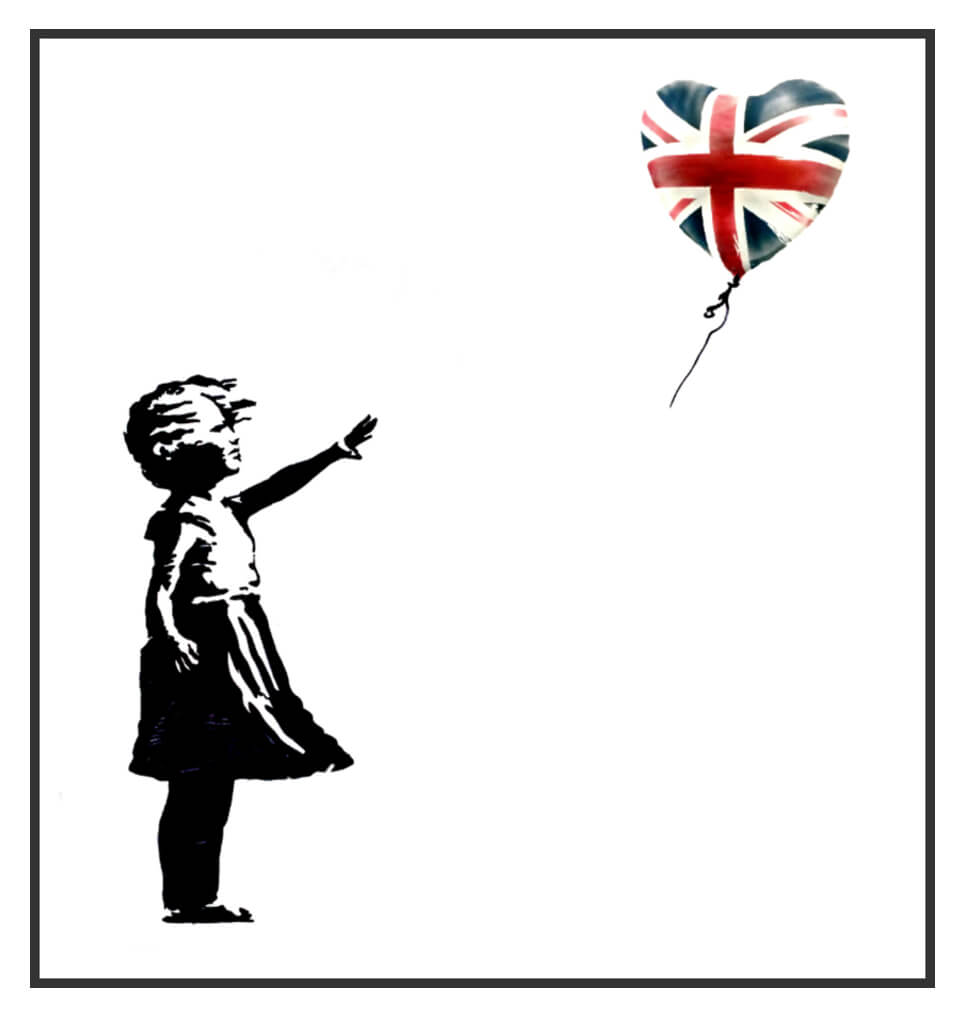 肉筆☆油絵☆F20号『赤い風船に手を伸ばす少女』左Banksy/模写