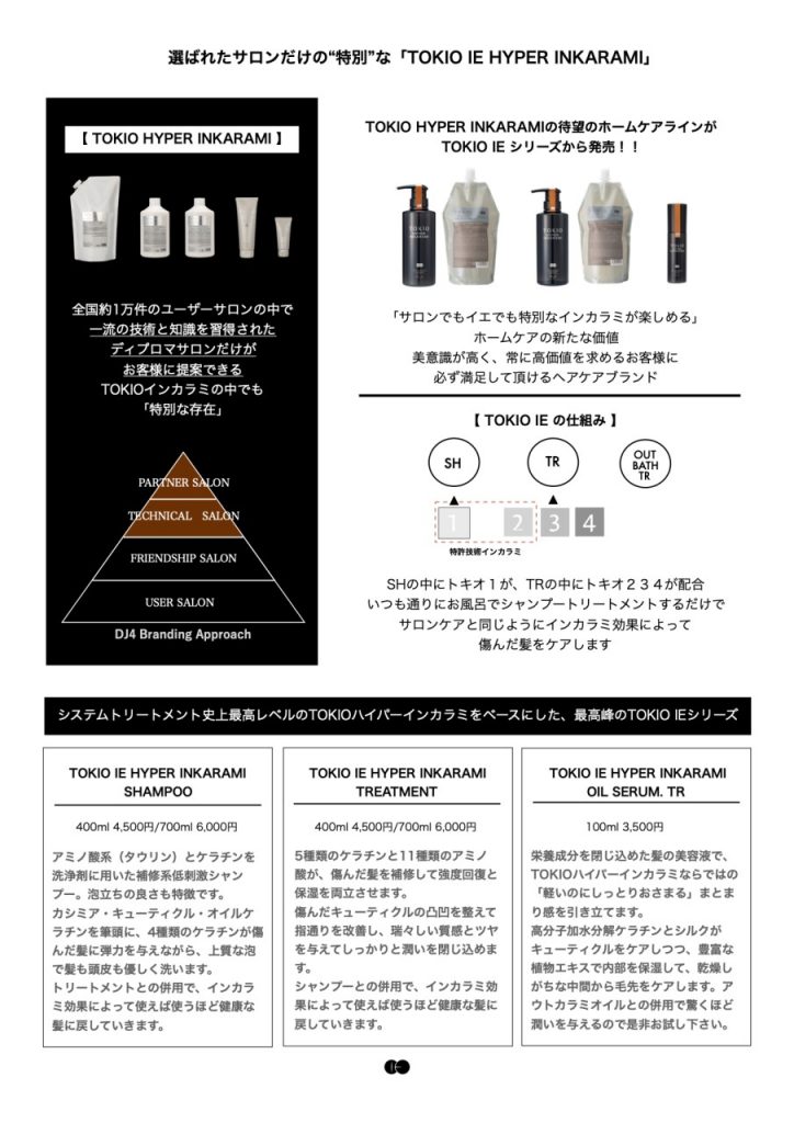 髪質改善】TOKIO ハイパーインカラミトリートメントの待望のホームケア
