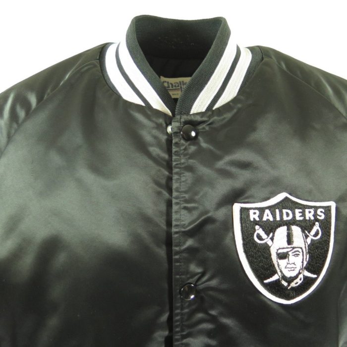 Vintage 80s Oakland Raiders Chalk Line Jacket Mens L Satin NFL