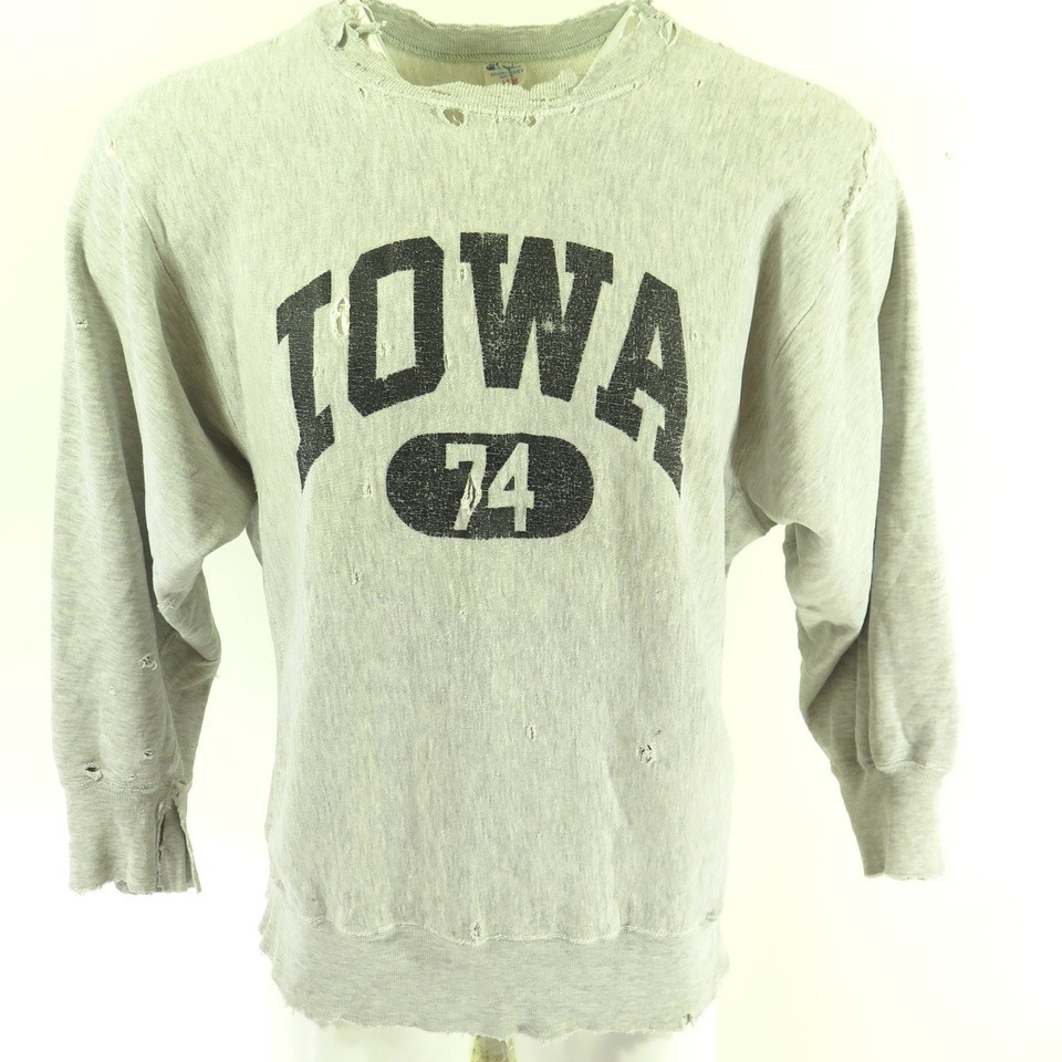 Vintage Champion Iowa Sweatshirt Mens L Reverse Weave Printed 74